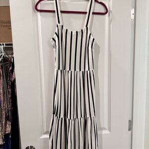 Chic Black and White Striped Dress